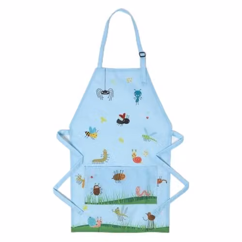 Homescapes Childrens Gardening Apron with Multicolour Insect Print in Blue