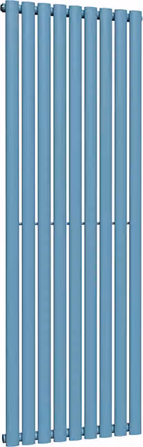 Lux Heat Oval Coloured Vertical Radiator in Denim Blue, H 160 cm x W 54 cm