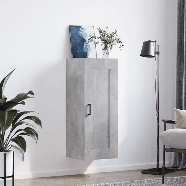 Berkfield Home Wall Mounted Cabinet in Concrete Grey, W/D/H: 34.5 x 34 x 90 cm – 1
