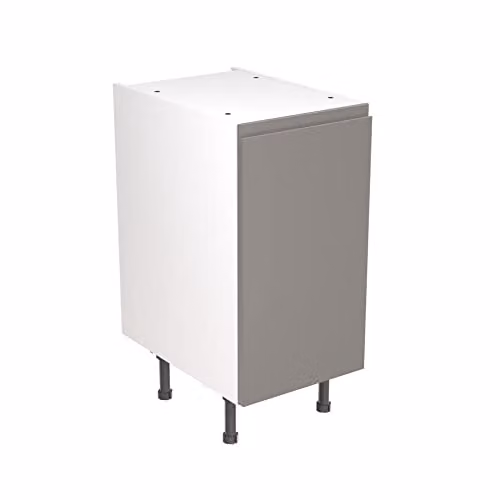 Kitchen Kit Dust Grey Gloss J-Pull Flatpack Base Cabinet with Soft Close Doors W/D/H: 40.0 x 57.0 x 87.0 cm