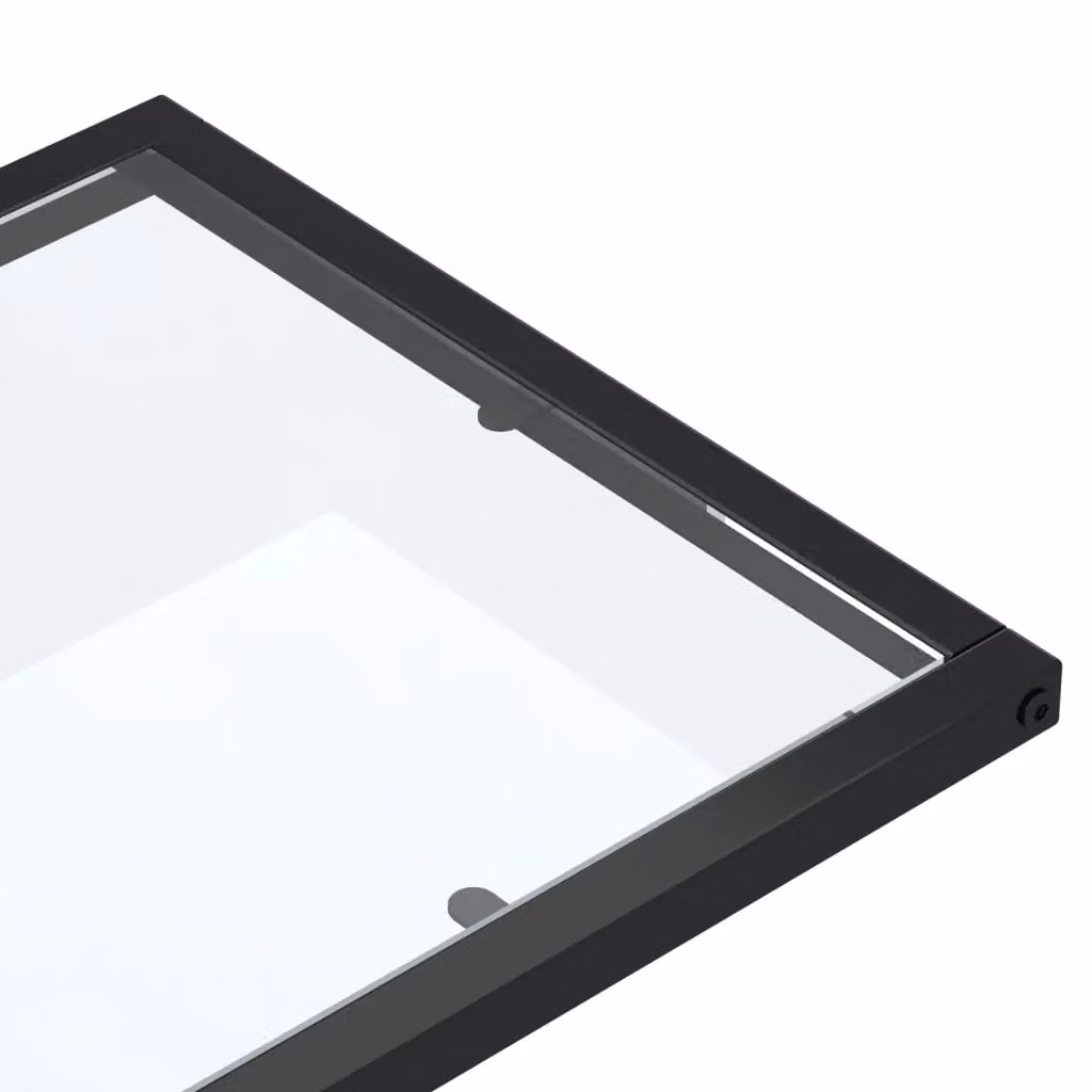 Berkfield Home Computer Side Table in Transparent Tempered Glass with Black Metal Sled Base, W: 50 cm, D: 35 cm, H: 65 cm – 3