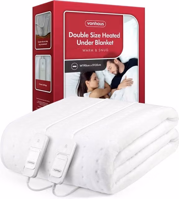 VonHaus Double Electric Blanket in White, 140 x 200 cm – 1