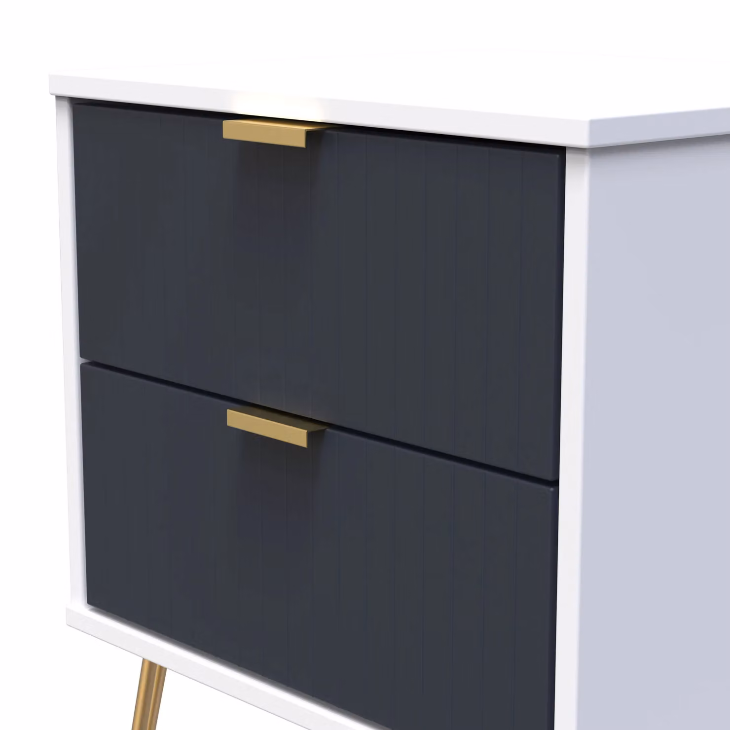 2 U Bexley 2 Drawer Bedside Cabinet in Dark Blue and Gold – 3