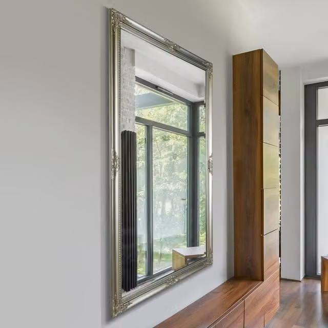 MirrorOutlet Kingsbury Classic Rectangular Full Length Large Wall Mirror in Silver, W: 91.0 cm, H: 152.0 cm