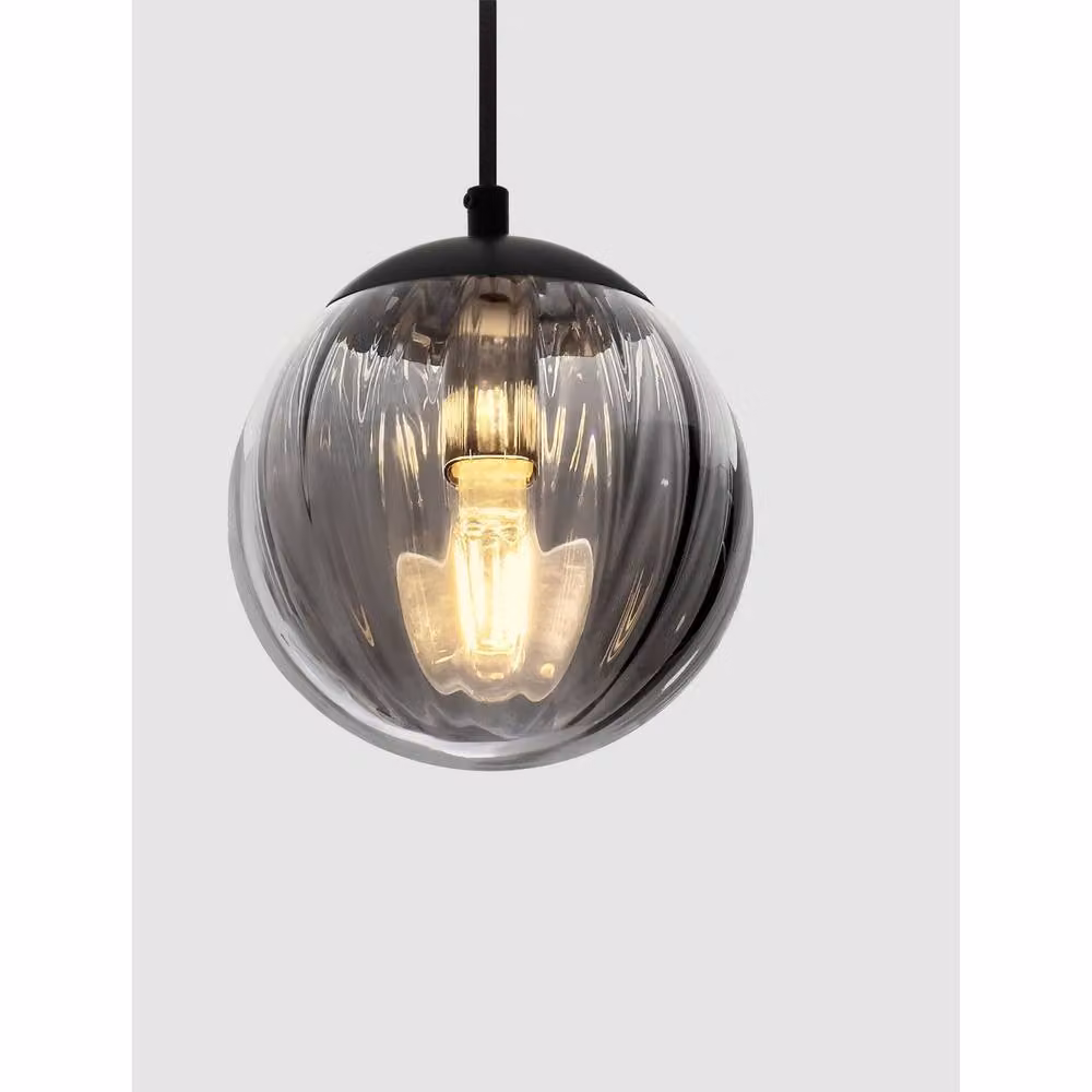 Nova Luce Abbacus Globe Pendant Ceiling Light in Grey and Black with Glass Sphere and E27 Socket – 3