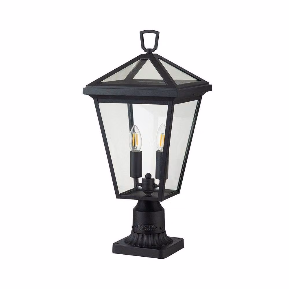 Hinkley Alford Place Outdoor Pedestal Lantern in Museum Black, IP44 Rated – 4
