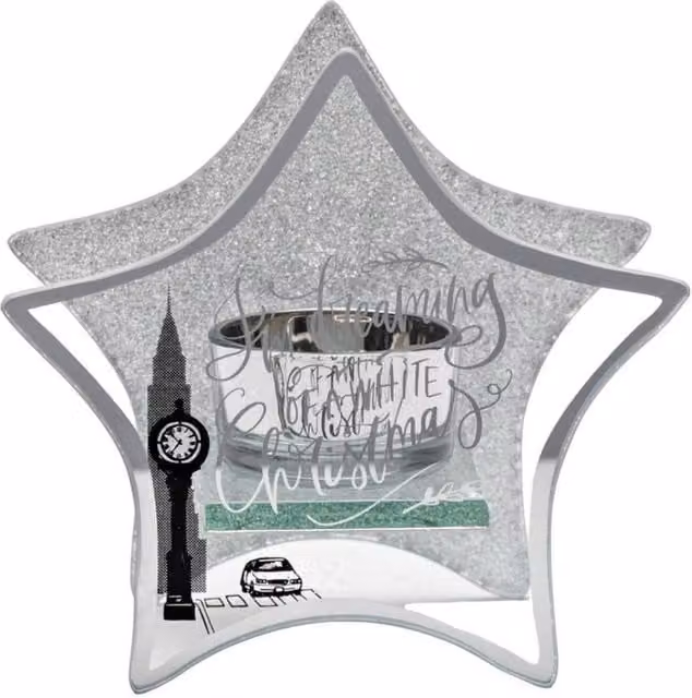 KDMD New York Dreaming of a White Christmas Star Tealight Holder in Silver