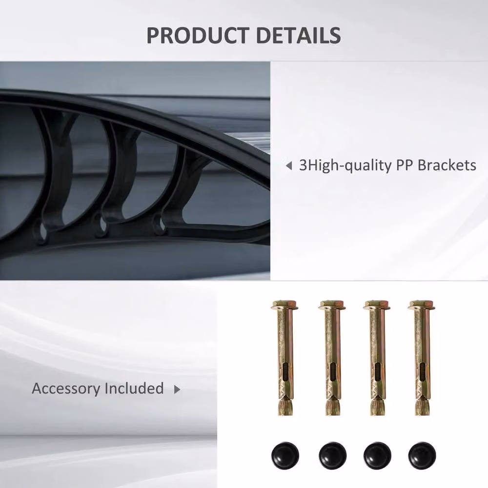 Kelvenix Curved Polycarbonate Door Canopy in Black – 3