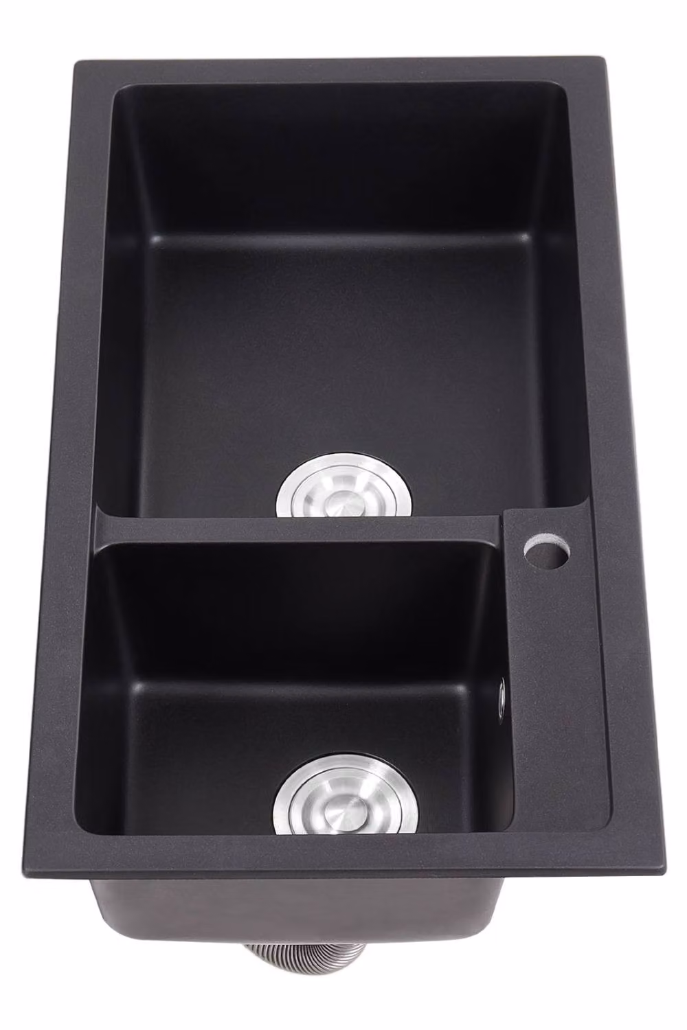 Living and Home Modern Black Quartz Resin Composite Kitchen Sink with Waste Kit – 3