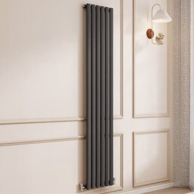 Banyetti Orva Anthracite Vertical Single Oval Column Radiator, Height: 180 cm, Width: 35.4 cm – 1