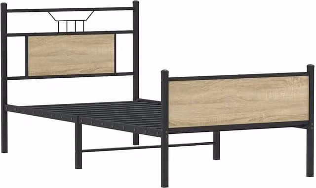 Berkfield Home Sonoma Oak Small Single Bed Frame in Beige, W/D/H: 190 x 80 x 80.5 cm – 1