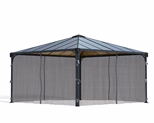 Palram Canopia Grey Net Curtain Set for Square Gazebo – 1