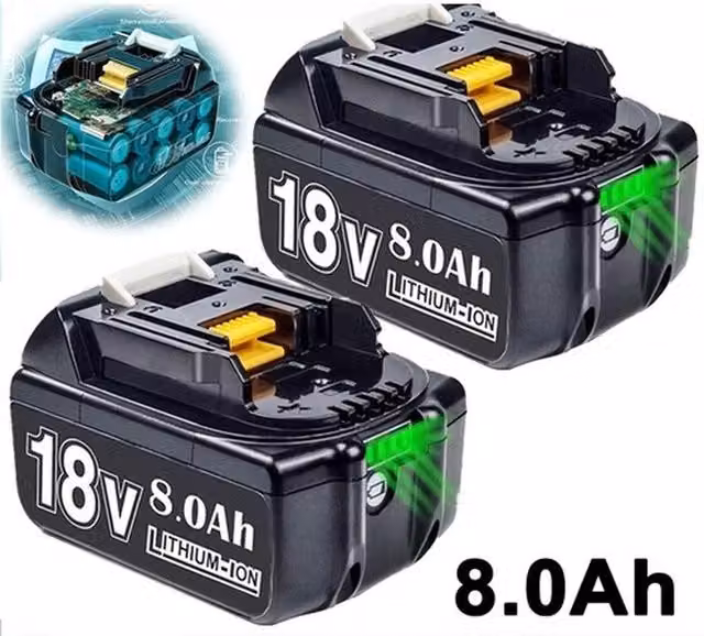 Makita 18V 8Ah LXT Li-Ion Battery Pack, 2 Pack, Black