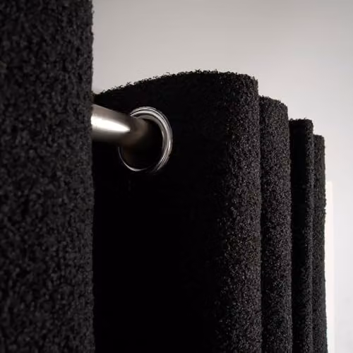 OHS Blackout Boucle Eyelet Curtains in Black, Thermal Insulating, Width: 167 cm, Drop: 228 cm – 3