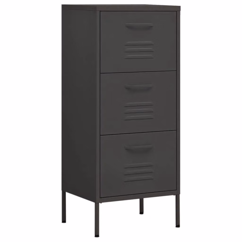 Berkfield Home Storage Cabinet in Anthracite and Black Steel, W/D/H: 42.5 x 35.0 x 101.5 cm – 2