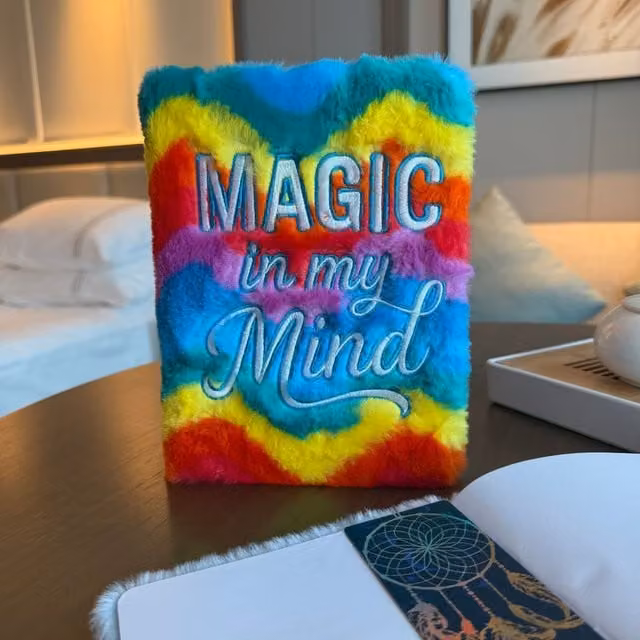 KDMK Magic in My Mind Dream Journal Soft Book in Rainbow Faux-Fur, Multicolour