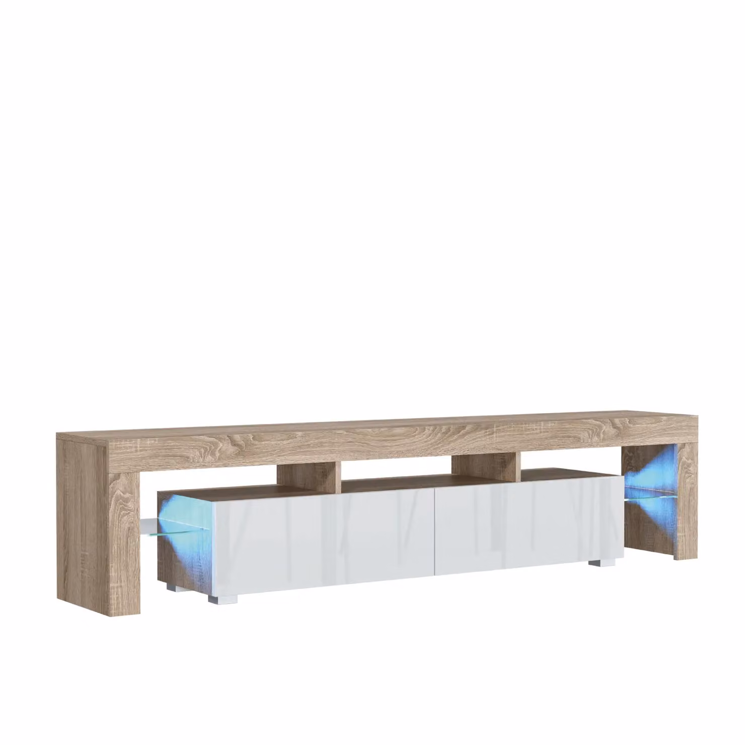 Creative Furniture Modern Glossy TV Unit and Sideboard Cabinet in White or Black, W: 200 cm, D: 45 cm, H: 35 cm – 2