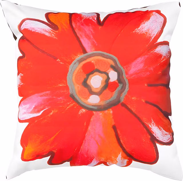 Gardenista Daisy Red and Beige Floral Printed Outdoor Scatter Cushion