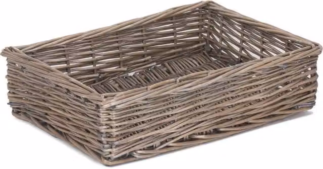 Red Hamper Antique Wash Straight Sided Rectangular Wicker Tray in Brown, Width: 25 cm – 2