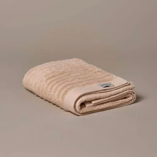 Misona Organic GOTS Cotton Luxury Ribbed Bath Towel, 650GSM, W/D/H: 70 x 125 cm, Beige – 1