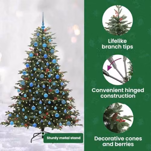 vidaXL Artificial Christmas Tree with 300 LEDs and Stand, Green, Height: 180 cm – 5