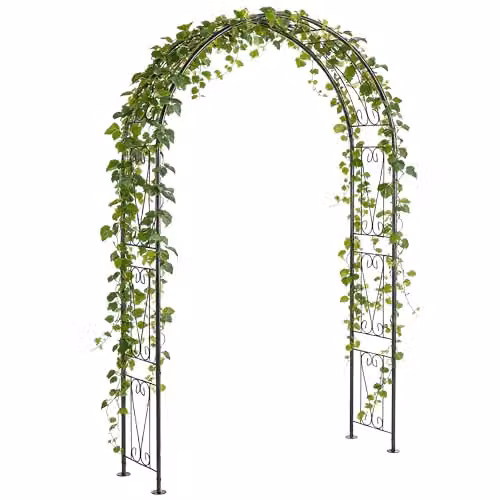 Outsunny Black Metal Garden Rose Arch for Climbing Plants, H 246 x W 155 x D 40 cm – 1