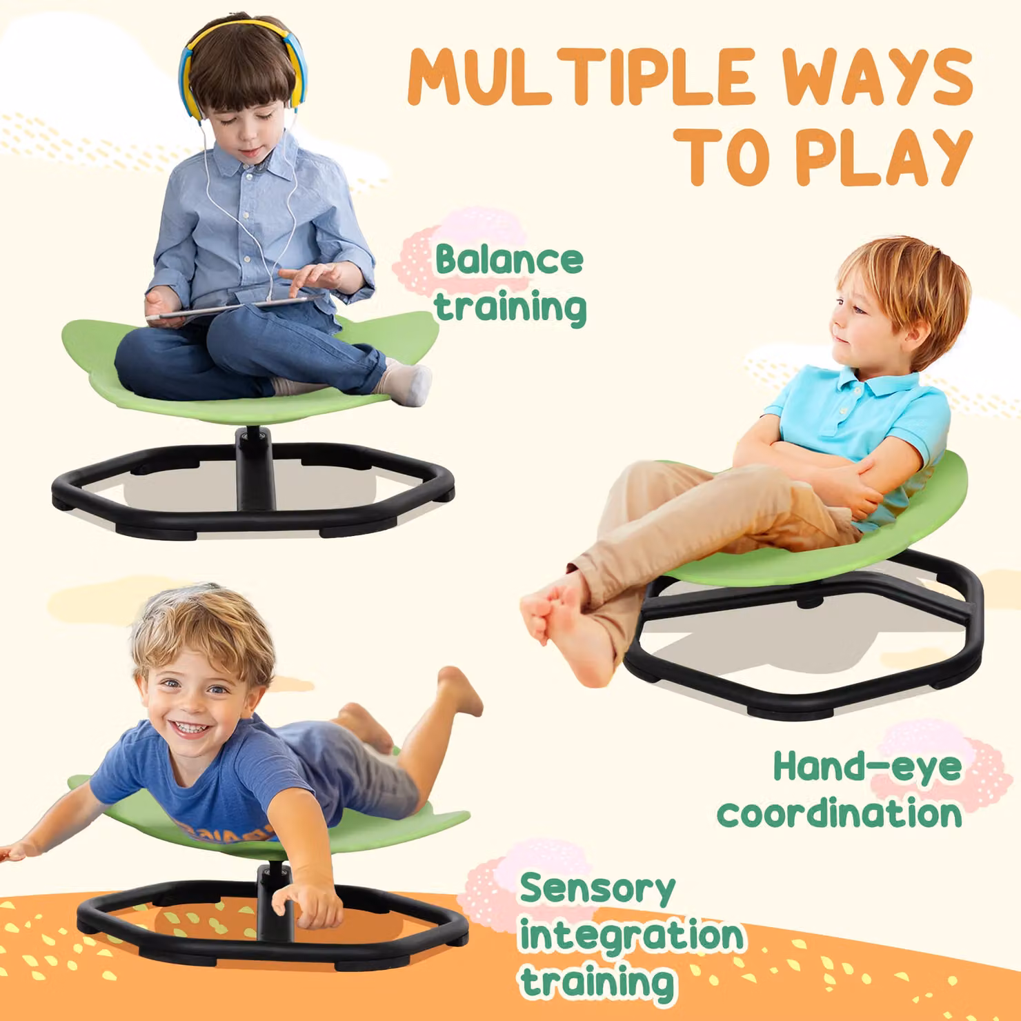 AIYAPLAY Sensory Spinning Chair for Children in Green – 5