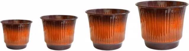 Lemon Pavilion Furniture and Decor Jasper Ribbed Tapered Metal Planter Set of 4, Orange