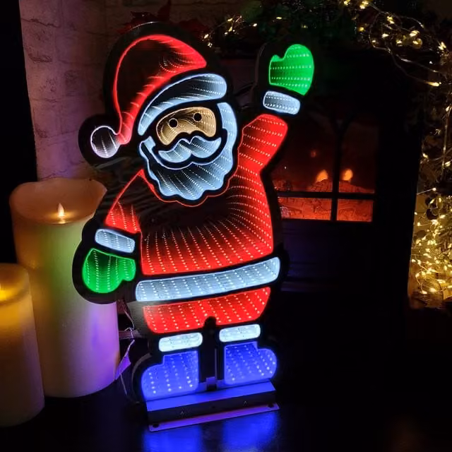 Samuel Alexander Multicolour LED Infinity Standing Santa Christmas Decoration with Metal Base, Height: 56 cm