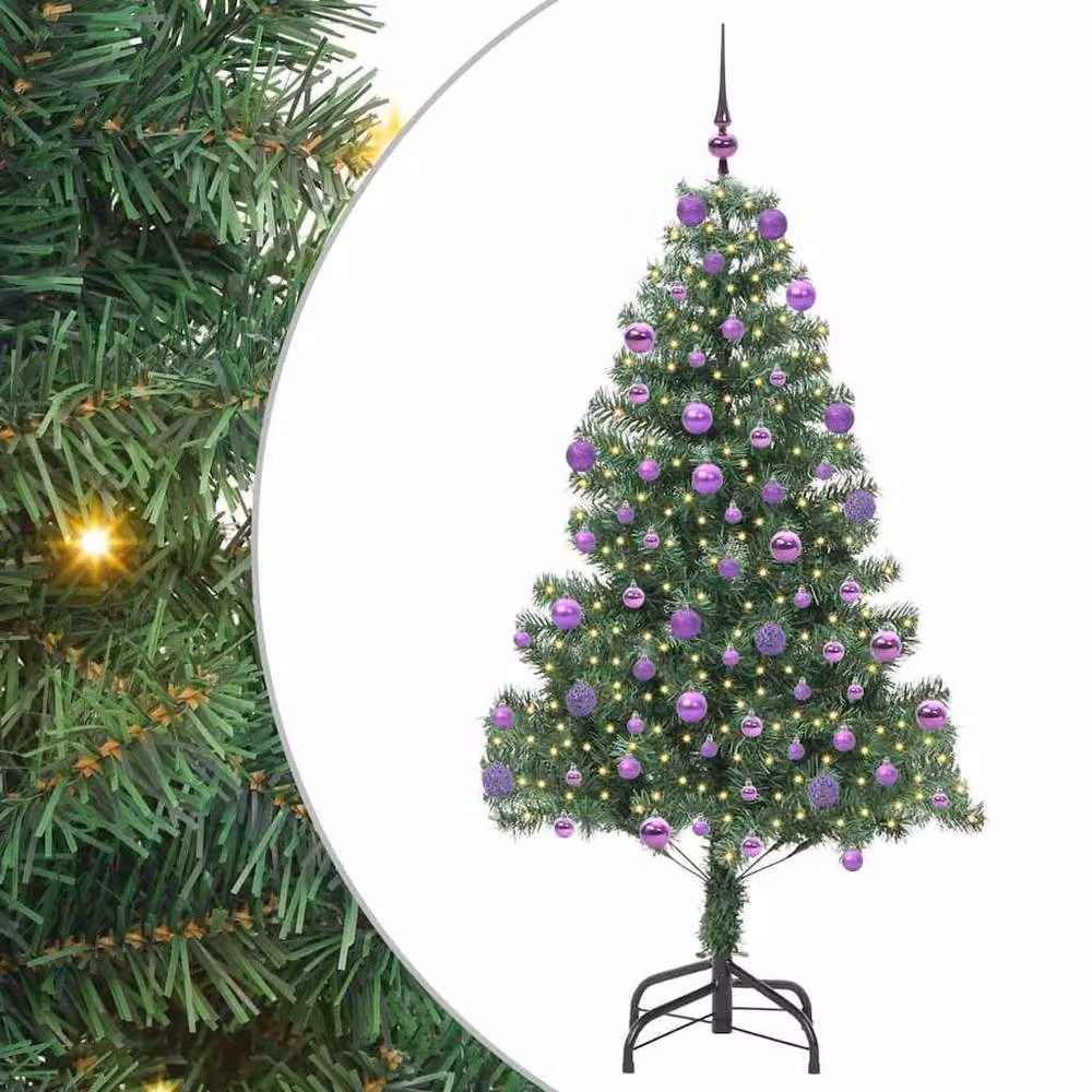 Berkfield Home Green PVC Christmas Tree with 300 LEDs and Stand, Height: 210 cm – 2