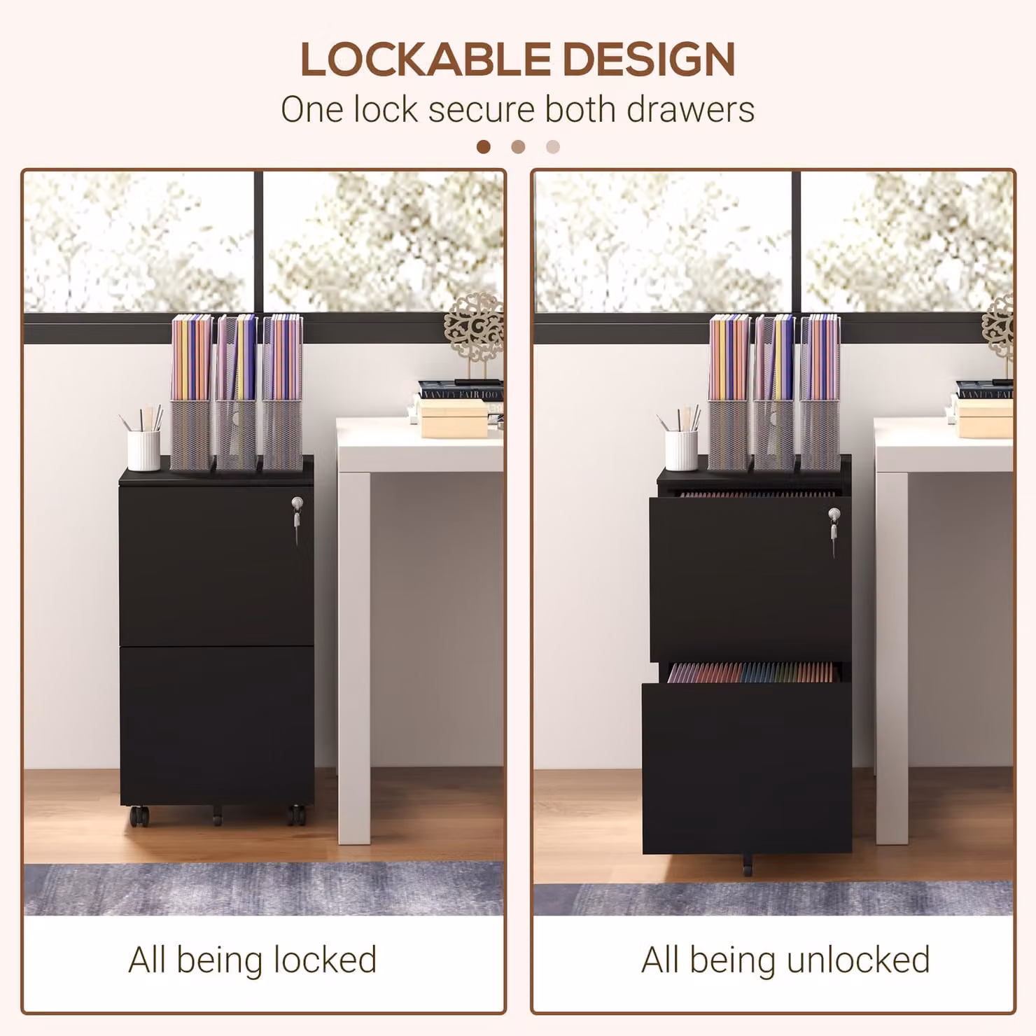 Vinsetto 2-Drawer Lockable Metal Vertical Filing Cabinet in Black – 5