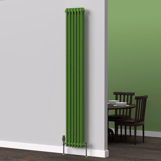 Lux Heat Vertical Coloured Column Radiator in Apple Green, H 180 cm x W 29 cm