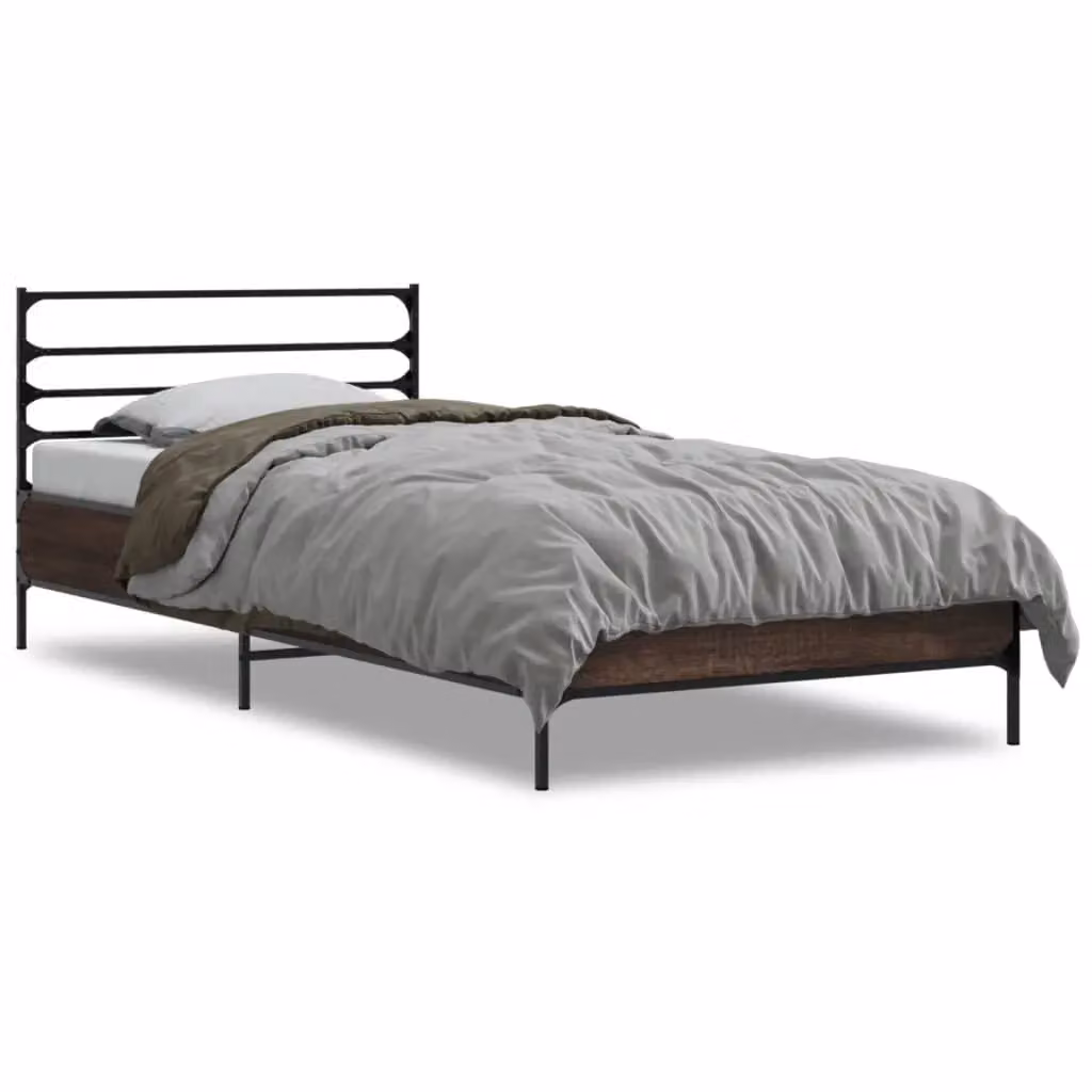 Berkfield Home Bed Frame in Brown Oak, W/D/H: 100 x 200 cm – 2