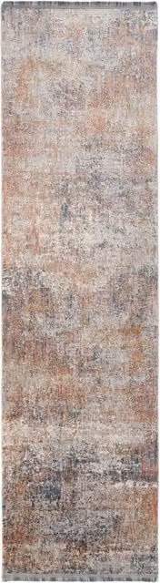The Rug House Multicolour Terracotta Floral Distressed Vintage Fringed Rectangular Polyester Rug W: 240 cm, D: 70 cm