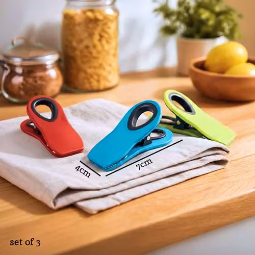 Orsina Set of Three Multicolour Plastic Magnetic Kitchen Clips – 2