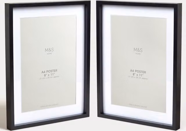 M&S Set of 2 Rectangular A4 Photo Frames in Black