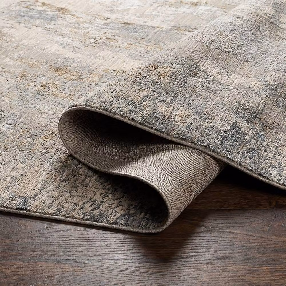 Livabliss Arda Abstract Modern Marble Fringe Living and Dining Rug in Grey and Brown, W: 200 cm, D: 290 cm – 2
