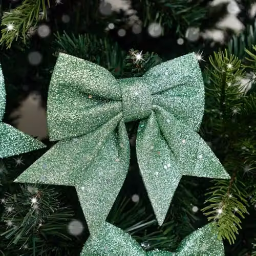 Melody Maison Set of 4 Vintage Green Christmas Hanging Pendant Bows – 2