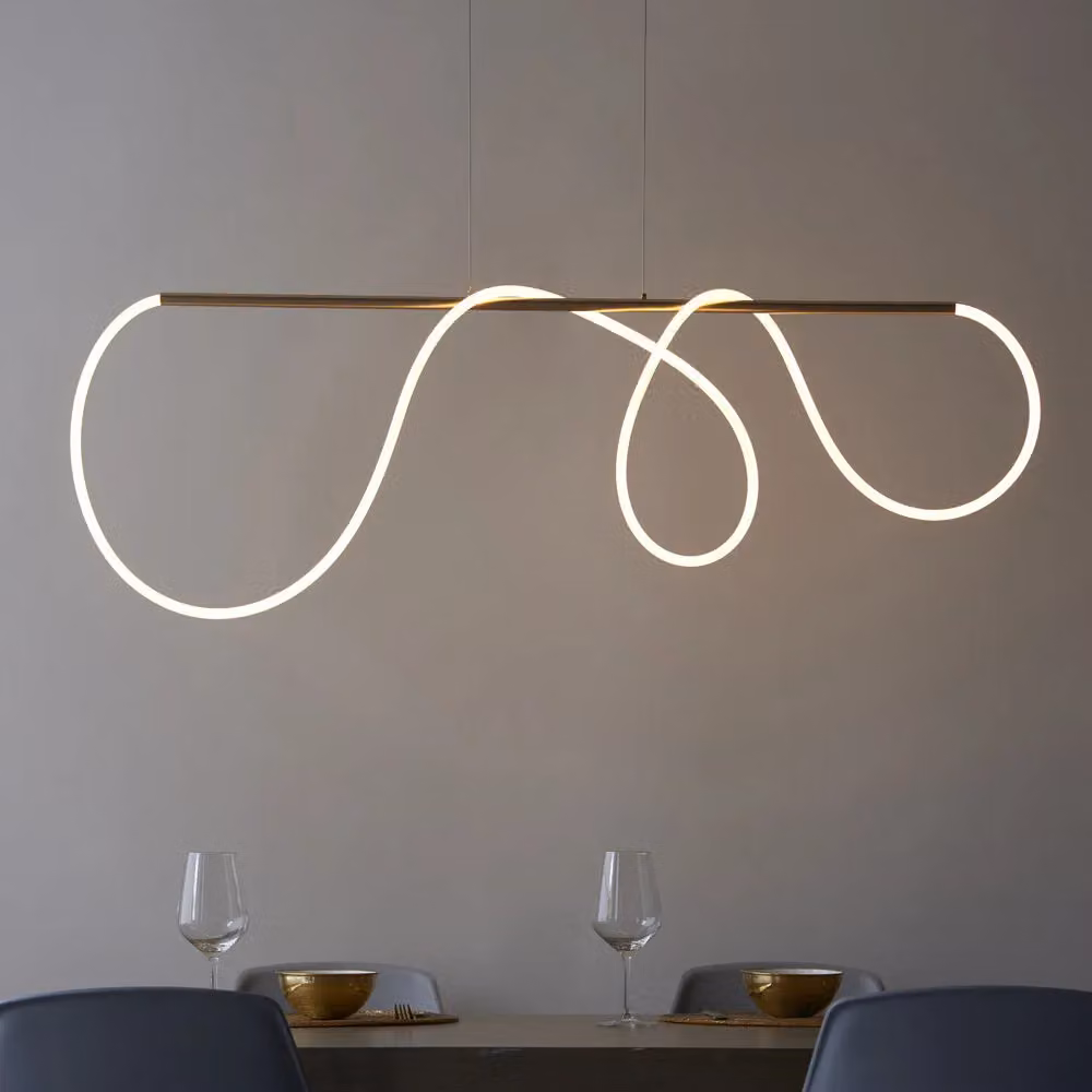 Loops Modern Linear LED Ceiling Pendant Light in Gold/Brass with Integrated Warm White LED Module – 2