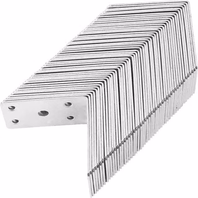 FLAVORA 50 Pack Heavy Duty Stainless Steel Angle Brackets and L Corner Braces in Silver