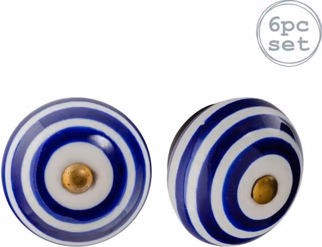 Nicola Spring Ceramic Cupboard Drawer Knobs, Blue, Pack of 6 – 4