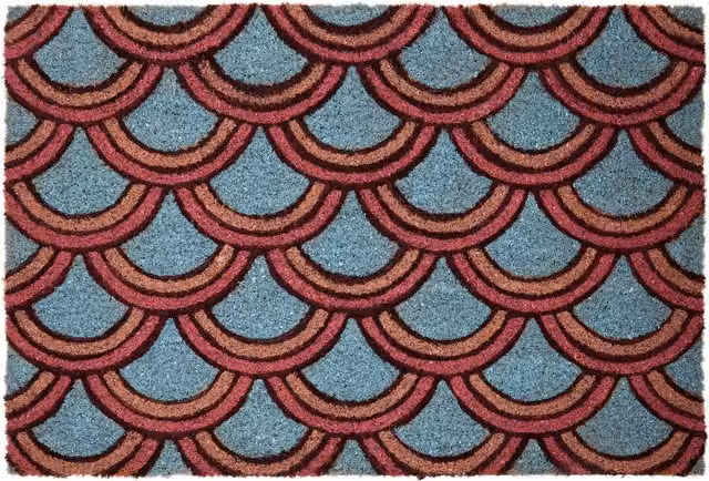 Orsina Deco Doormat with Art Deco Pattern in Multicolour Blue and Pink, W/D/H: 60.0 x 40.0 x 1.0 cm – 1