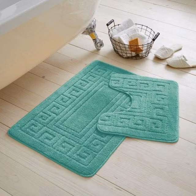 GAVENO CAVAILIA 2 Piece Super Absorbent Greek Bath Set in Petrol Blue