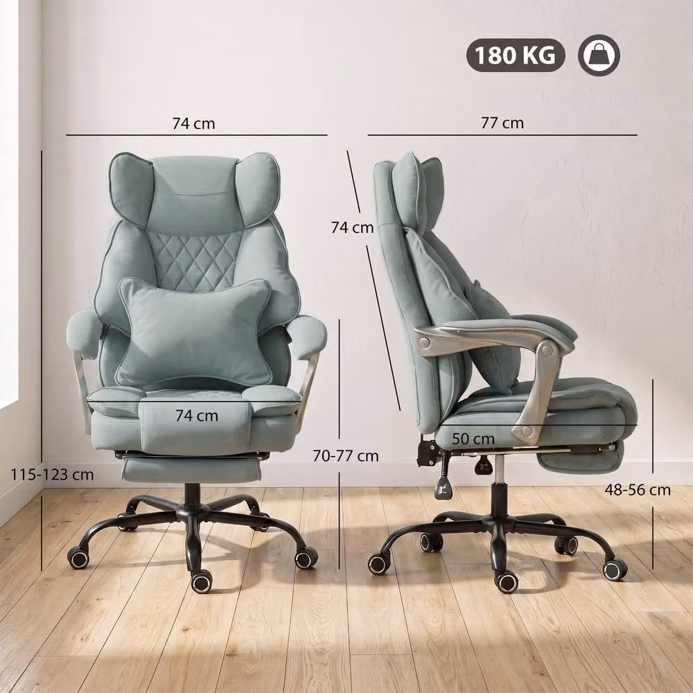 STILVORA Big & Tall Executive Office Chair with Headrest and Footrest in Green – 3