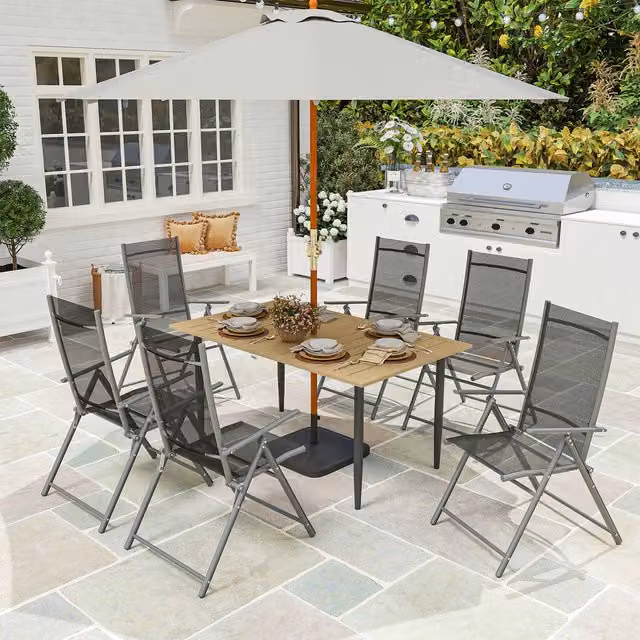 Outsunny Brown Garden Dining Table for 6 People