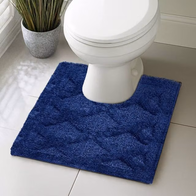 Velosso Knox Navy Blue Microfibre Non-Slip Bath or Pedestal Mat with U-Cutout