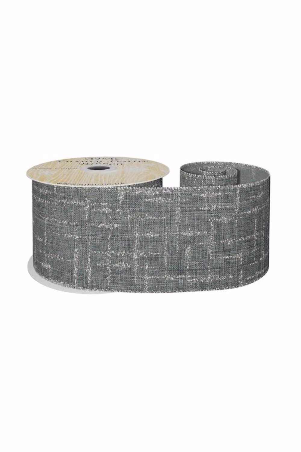 KDMD Grey Ribbon with Silver Lined Pattern, Width: 6.3 cm, Length: 9.14 m – 2