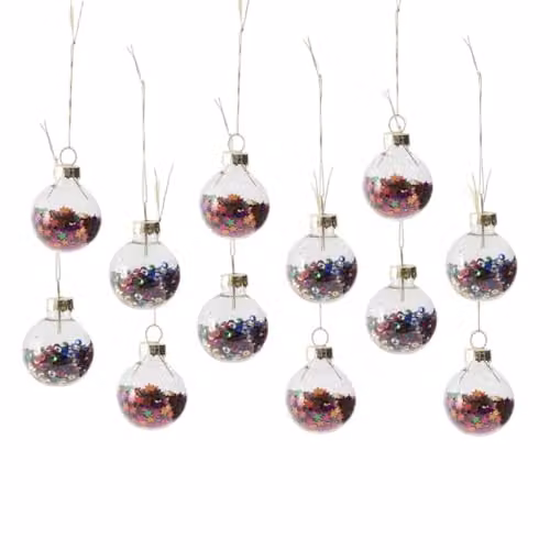 Sass & Belle Set of 12 Multicolour Glass Star Christmas Hanging Baubles