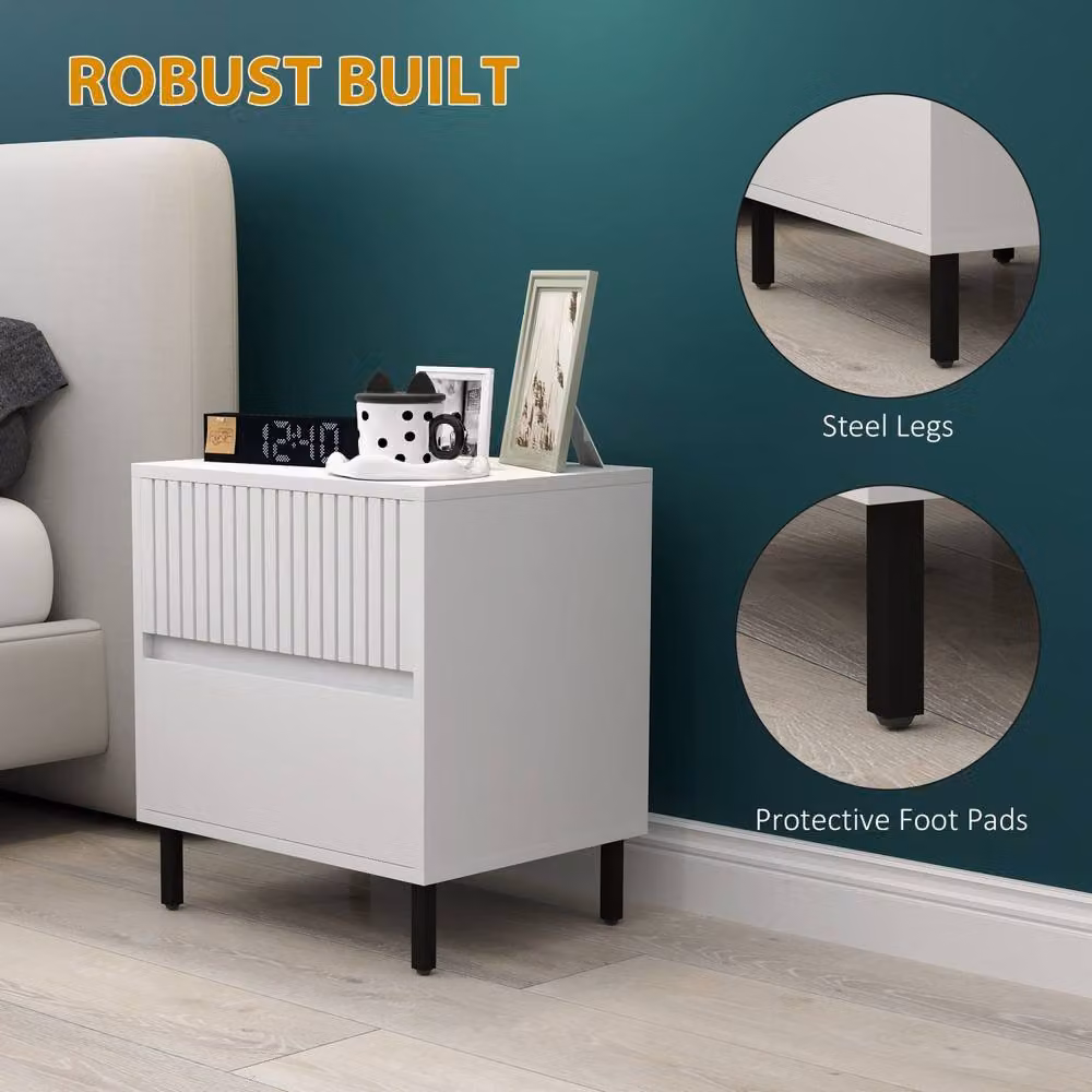 Wyld Haus Cove White 2 Drawer Bedside Table with Indented Line Detail – 4