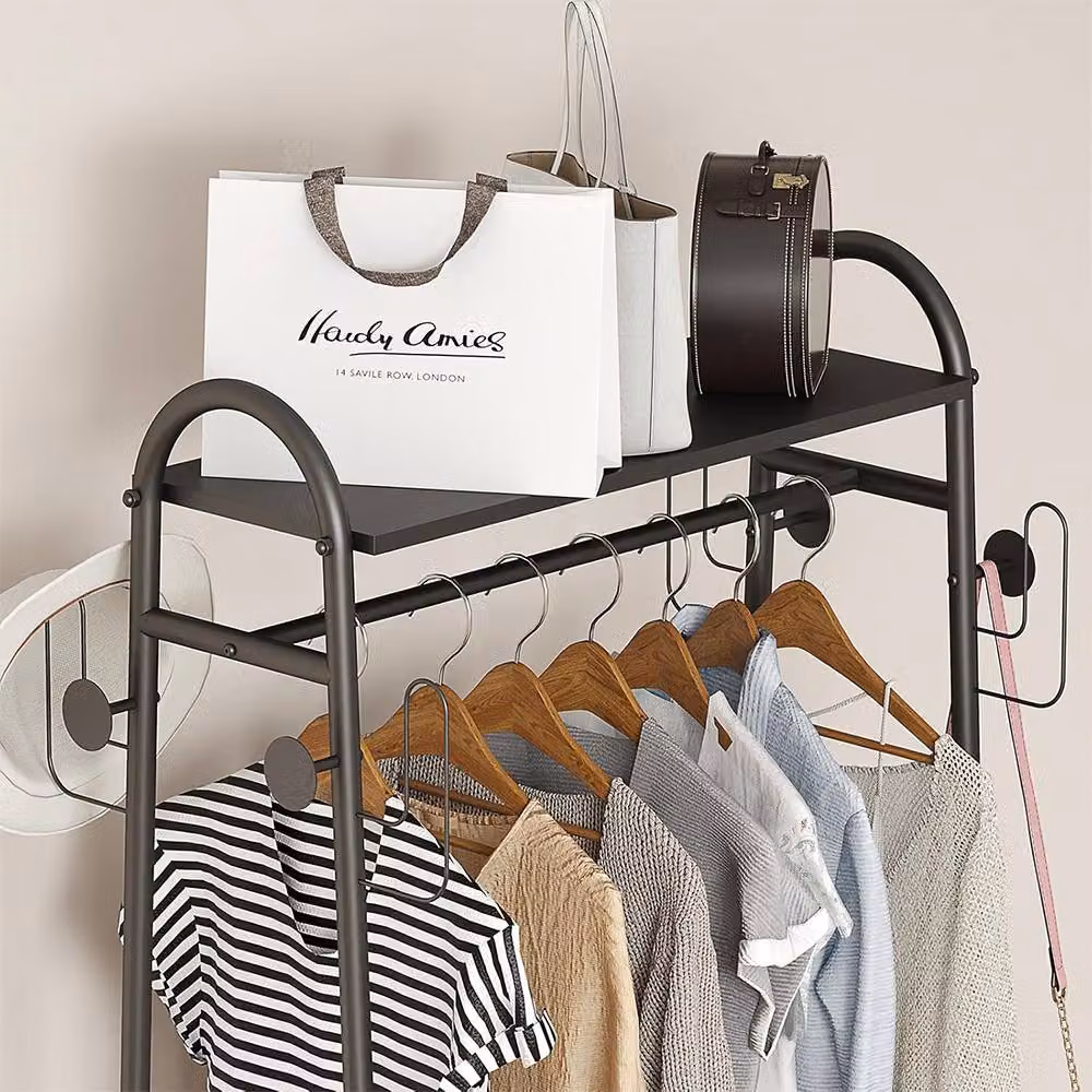 Hinsinc Heavy Duty Double Rail Garment Rack, Matt Black Metal Open Wardrobe Clothes Hanger, W/D/H: 120 x 41 x 160 cm – 3